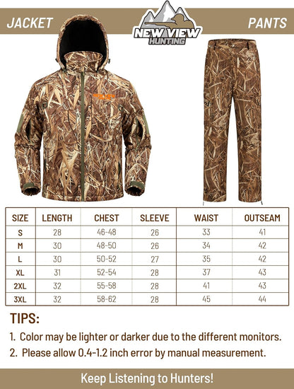 Insulated Hunting Clothes for Men Cold Weather, Warm Camo Hunting Jacket and Pants, Hunting Suit for Deer Duck Hunts