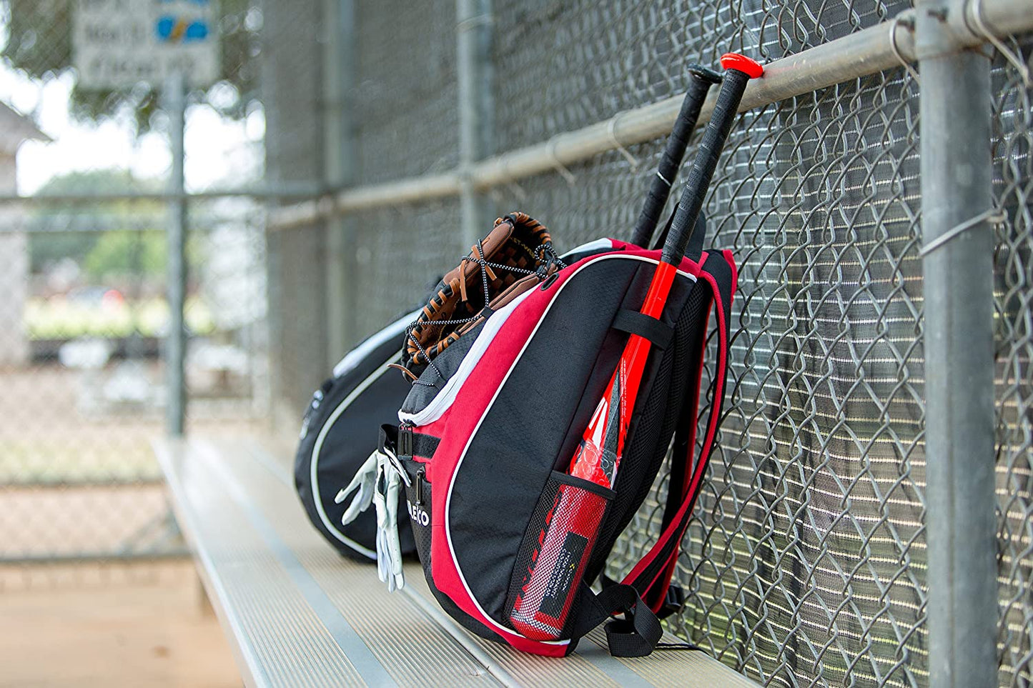 Baseball Bat Bag - Backpack for Baseball, T-Ball & Softball Equipment & Gear for Youth and Adults | Holds Bat, Helmet, Glove, & Shoes |Shoe Compartment & Fence Hook