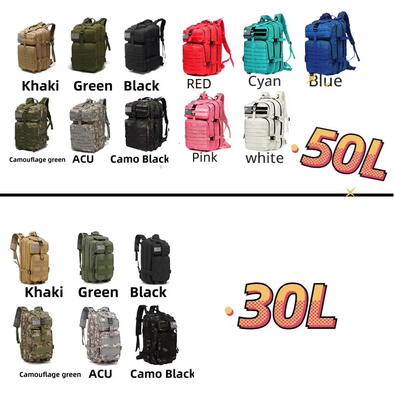 30L/50L 1000D Nylon Waterproof Trekking Fishing Hunting Bag Backpack Outdoor Rucksacks Tactical Sports Camping Hiking