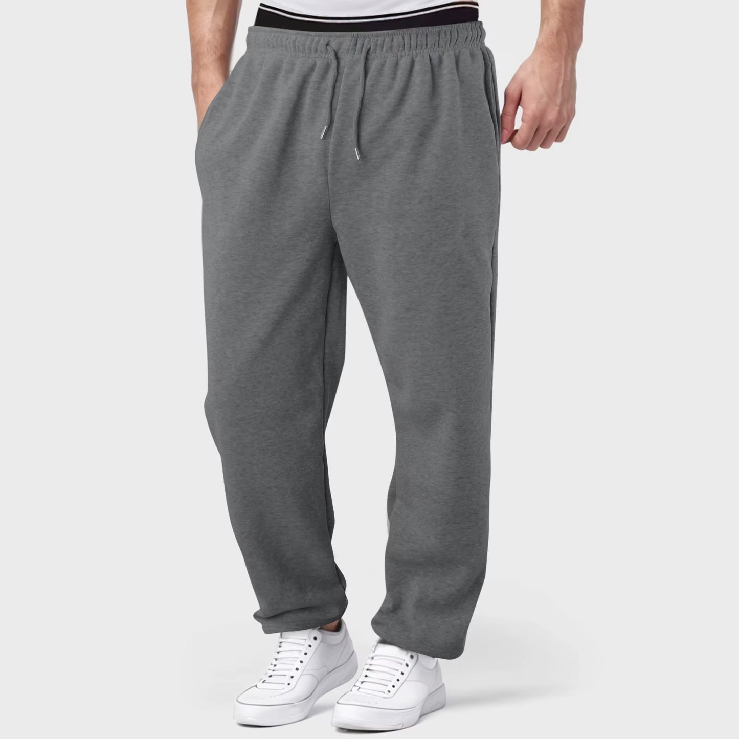 Baggy Sweatpants for Men 2024 Elastic Waist Drawstring Grey Pants Sport Casual Trousers with Pockets Gym Fitness Joggy plus Size