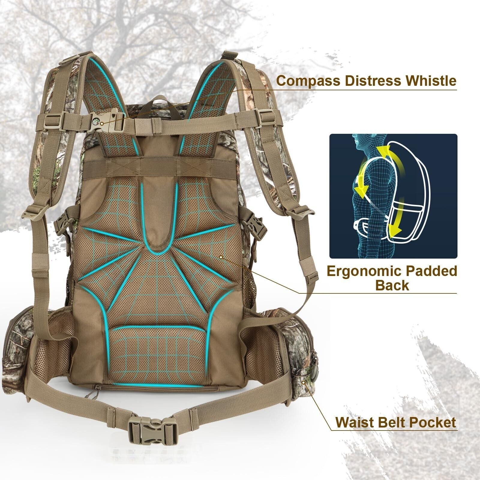 Hunting Backpack, Outdoor Hunting Pack with Rifle Holder, Hunting Backpacks F...