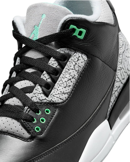 Men'S  3 Retro Black / Green Glow-Wolf Grey CT8532-031, Size 11-US