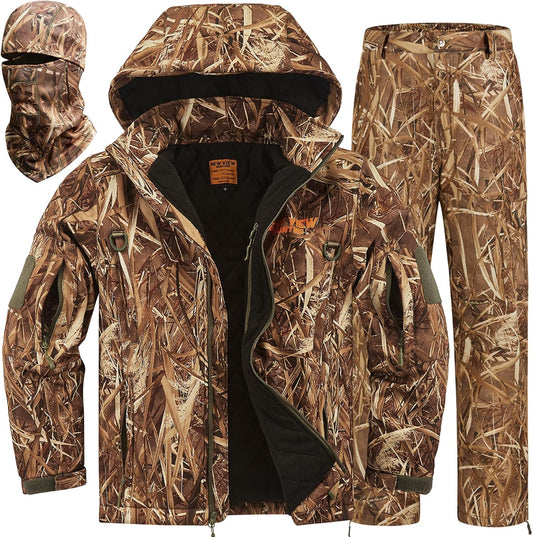 Insulated Hunting Clothes for Men Cold Weather, Warm Camo Hunting Jacket and Pants, Hunting Suit for Deer Duck Hunts