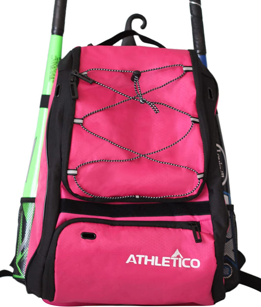 Baseball Bat Bag - Backpack for Baseball, T-Ball & Softball Equipment & Gear for Youth and Adults | Holds Bat, Helmet, Glove, & Shoes |Shoe Compartment & Fence Hook