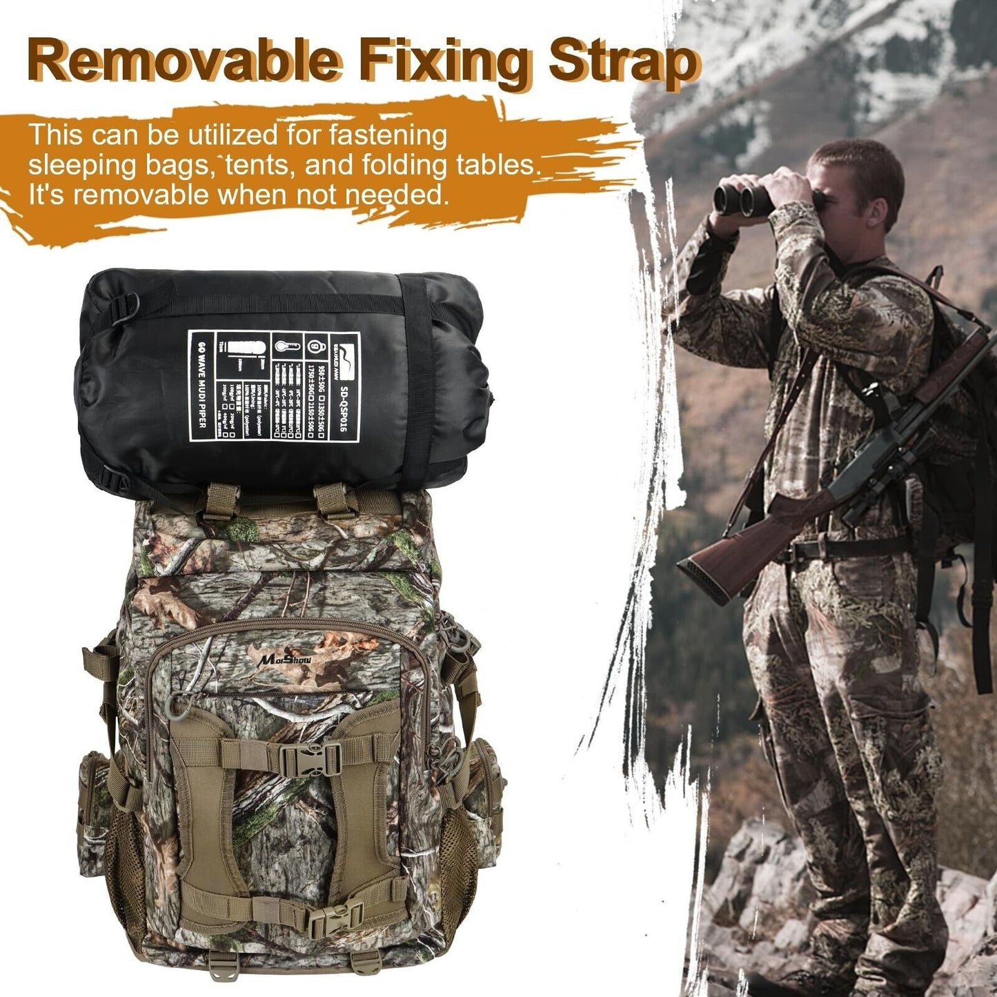 Hunting Backpack, Outdoor Hunting Pack with Rifle Holder, Hunting Backpacks F...