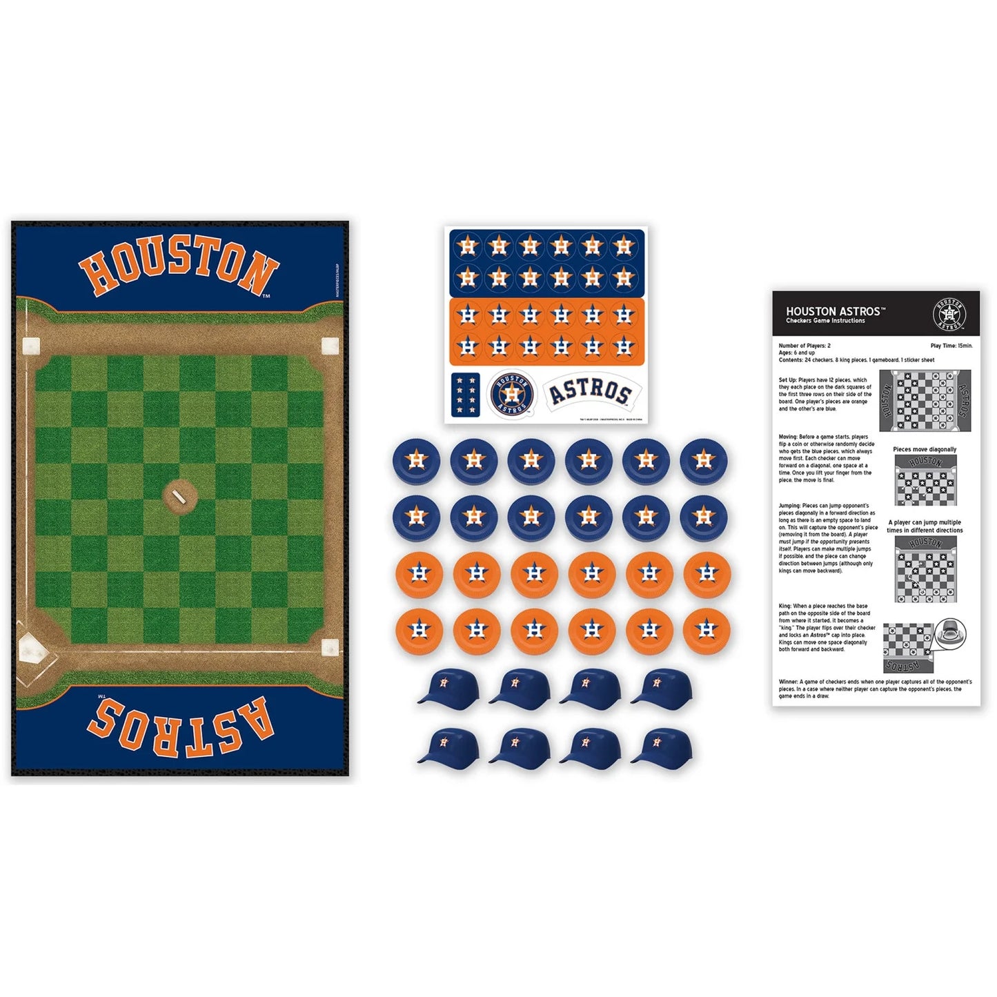 Officially Licensed MLB Houston Astros Checkers Board Game for Families and Kids Ages 6 and Up