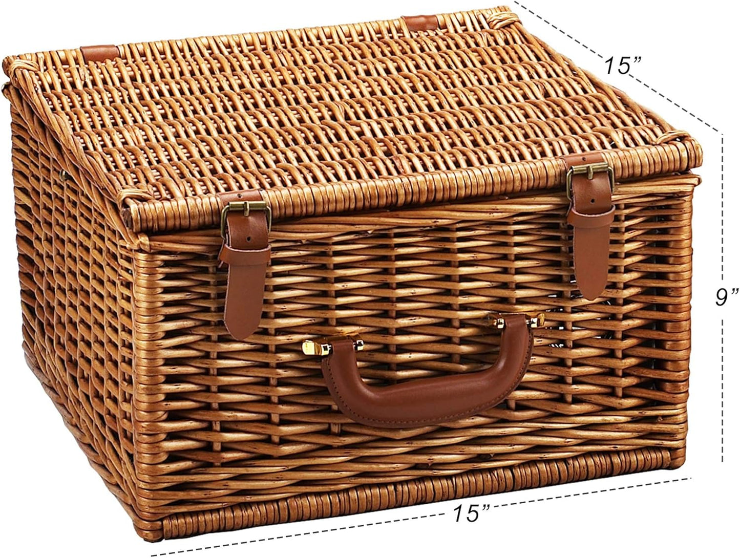 Cheshire English-Style Willow Picnic Basket with Service for 2 - London Plaid