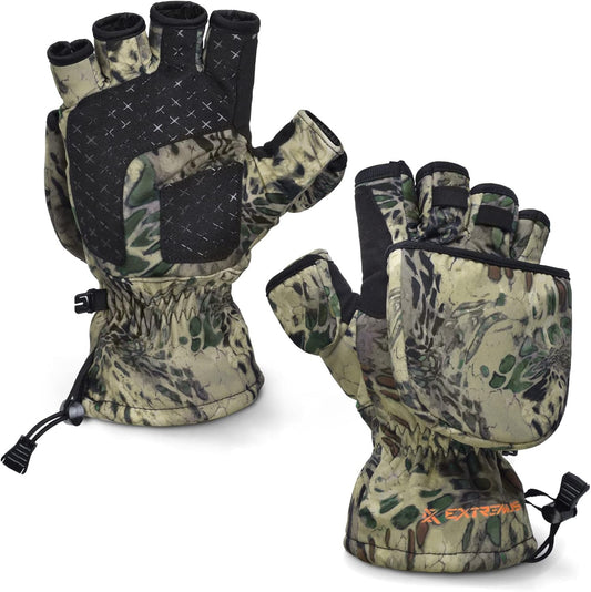 Ice Fishing Gloves, Convertible Mittens, Warm Winter Gloves - Cold Weather Fishing Gloves